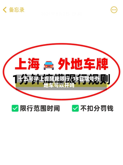 十五号早上提醒我限行/15日限号外地车可以开吗